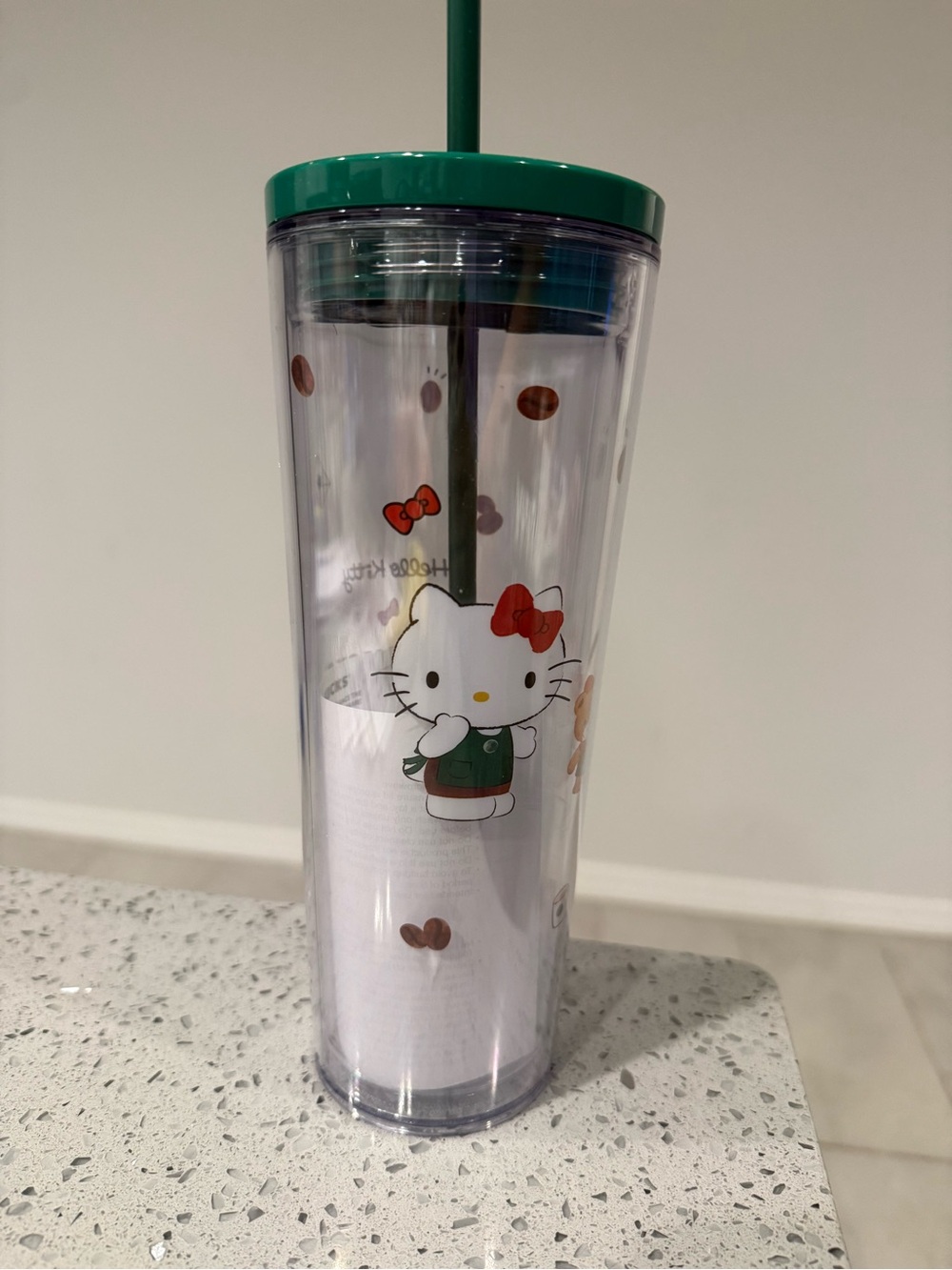 Hello Kitty Green Travel Tumbler with Straw